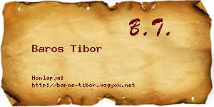 Baros Tibor névjegykártya